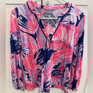 Lilly Pulitzer Pink and Blue Patterned Blouse